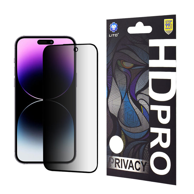 Folie de protectie Lito HD Pro Privacy compatibil cu iPhone 14 Pro Max, Negru