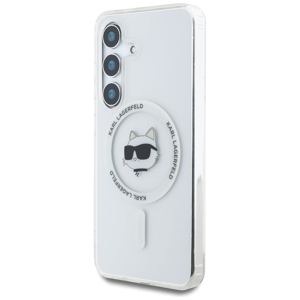 Husă Karl Lagerfeld IML MagSafe pentru Galaxy S25, albă