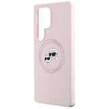 Husa de protectie Karl Lagerfeld Silicone Double Heads MagSafe (KLHMS25LSKCHTCP) compatibil cu Samsung Galaxy S25 Ultra, Roz