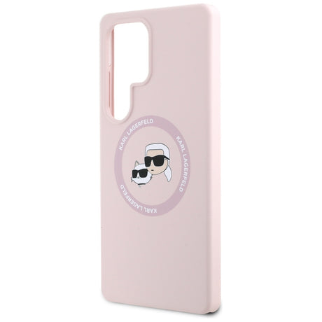 Husa de protectie Karl Lagerfeld Silicone Double Heads MagSafe (KLHMS25LSKCHTCP) compatibil cu Samsung Galaxy S25 Ultra, Roz