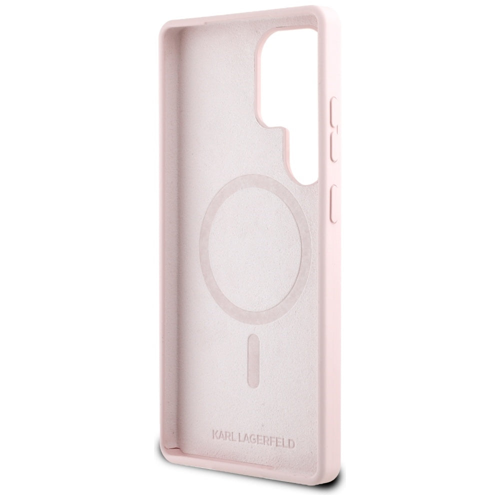 Husa de protectie Karl Lagerfeld Silicone Double Heads MagSafe (KLHMS25LSKCHTCP) compatibil cu Samsung Galaxy S25 Ultra, Roz