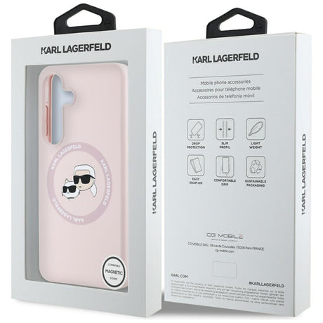 Husa de protectie Karl Lagerfeld Silicone Double Heads MagSafe (KLHMS25MSKCHTCP) compatibil cu Samsung Galaxy S25 Plus, Roz