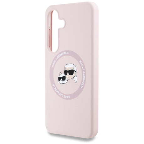 Husa de protectie Karl Lagerfeld Silicone Double Heads MagSafe (KLHMS25SSKCHTCP) compatibil cu Samsung Galaxy S25, Roz