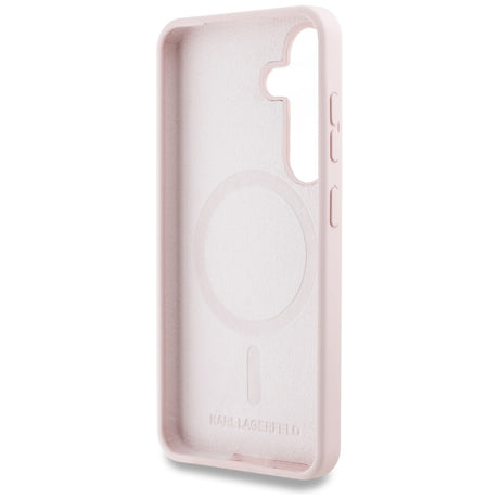 Husa de protectie Karl Lagerfeld Silicone Double Heads MagSafe (KLHMS25SSKCHTCP) compatibil cu Samsung Galaxy S25, Roz
