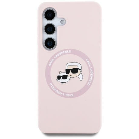Husa de protectie Karl Lagerfeld Silicone Double Heads MagSafe (KLHMS25SSKCHTCP) compatibil cu Samsung Galaxy S25, Roz