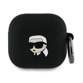 Husa de protectie Karl Lagerfeld Silicone Karl Head 3D (KLA4RUNIKK) compatibil cu Apple AirPods 4, Negru