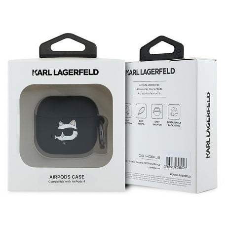 Husă de protecție Karl Lagerfeld Silicone Choupette Head 3D pentru Apple AirPods 4, neagră