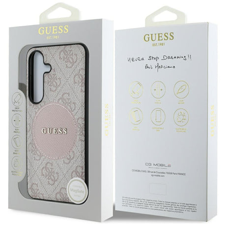 Husa de protectie Guess 4G Circle Classic Logo MagSafe (GUHMS25MP4PGRSGP) compatibil cu Samsung Galaxy S25 Plus, Roz