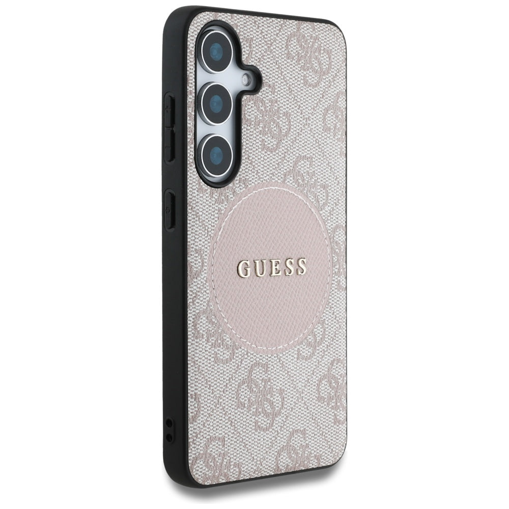 Husa de protectie Guess 4G Circle Classic Logo MagSafe (GUHMS25MP4PGRSGP) compatibil cu Samsung Galaxy S25 Plus, Roz