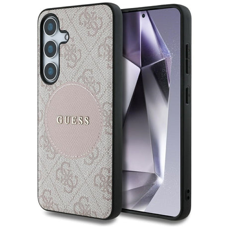 Husa de protectie Guess 4G Circle Classic Logo MagSafe (GUHMS25MP4PGRSGP) compatibil cu Samsung Galaxy S25 Plus, Roz