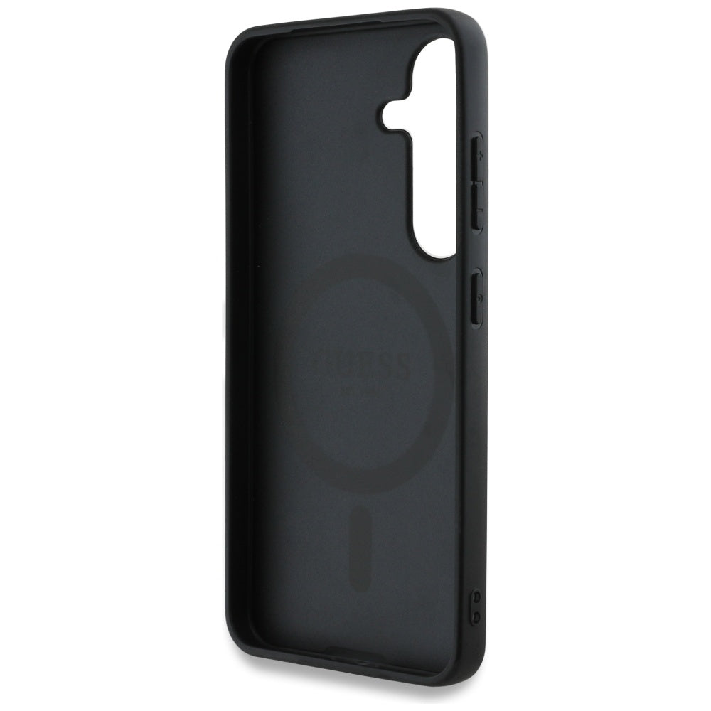 Husa de protectie Guess 4G Circle Classic Logo MagSafe (GUHMS25SP4PGRSGK) compatibil cu Samsung Galaxy S25, Negru