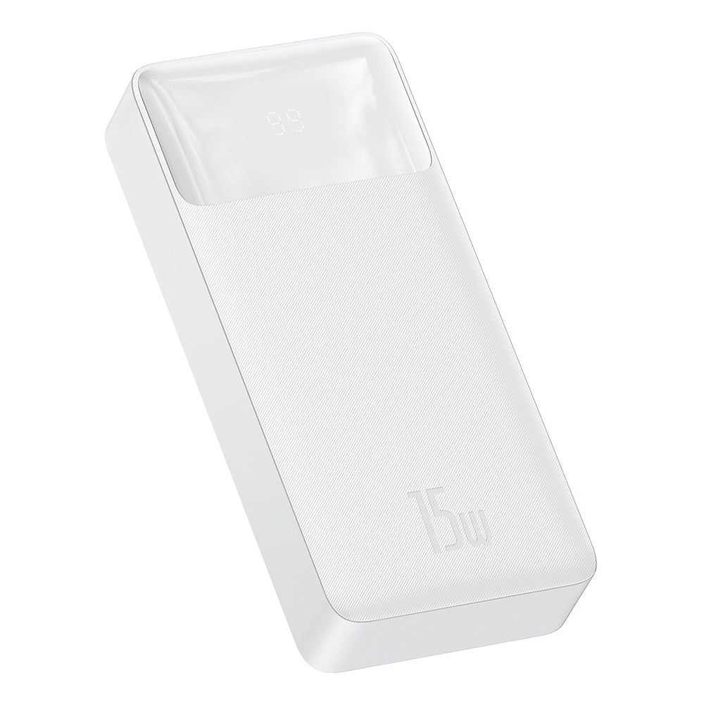 Baterie externa Baseus Bipow (PPBD050102), Digital Display 2xUSB QC3.0, USB-C 20000mAh 15W + Cable Micro-USB 0.25m, Alb