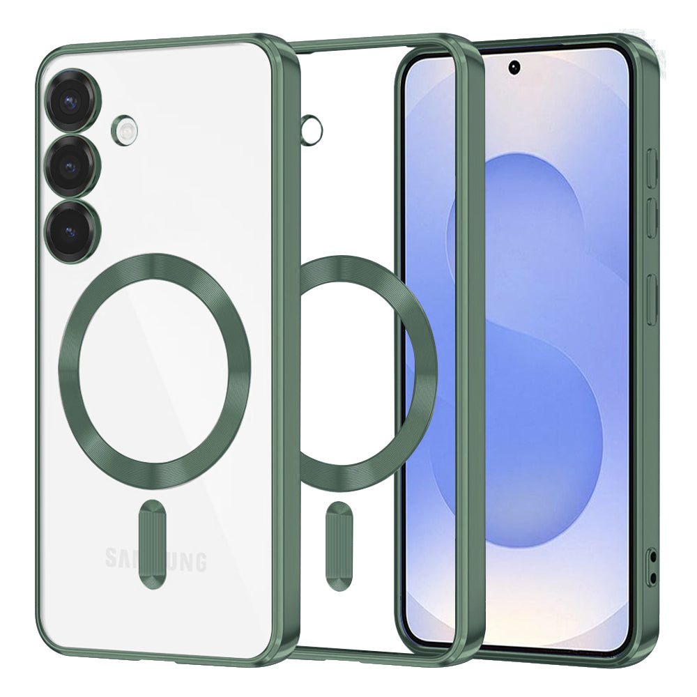 Husa de protectie Techsuit Luxury Crystal MagSafe compatibil cu Samsung Galaxy S25, Verde inchis