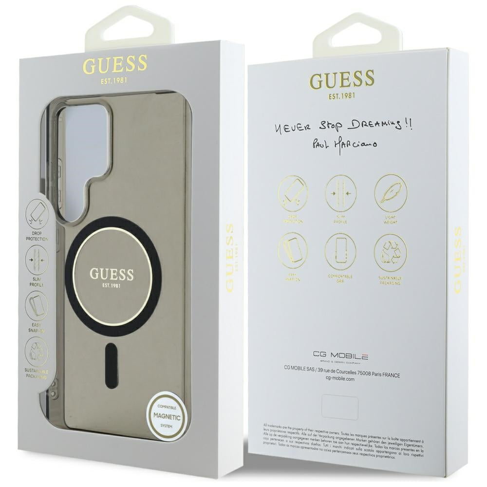 Husa de protectie Guess IML Glitter Circle MagSafe (GUHMS25LHFGEREK) compatibil cu Samsung Galaxy S25 Ultra, Negru