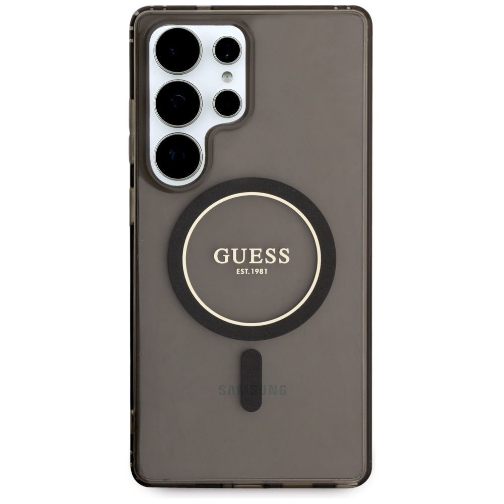Husa de protectie Guess IML Glitter Circle MagSafe (GUHMS25LHFGEREK) compatibil cu Samsung Galaxy S25 Ultra, Negru