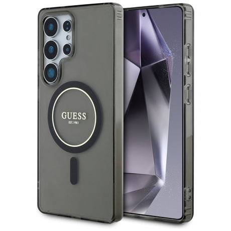 Husa de protectie Guess IML Glitter Circle MagSafe (GUHMS25LHFGEREK) compatibil cu Samsung Galaxy S25 Ultra, Negru