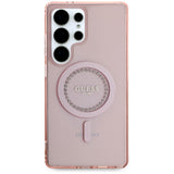Husa de protectie Guess IML Rhinestones MagSafe (GUHMS25LPFTDTEP) compatibil cu Samsung Galaxy S25 Ultra, Roz