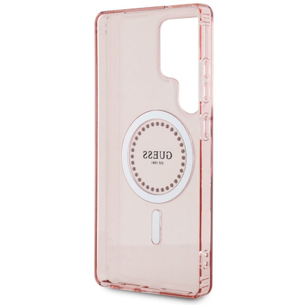 Husa de protectie Guess IML Rhinestones MagSafe (GUHMS25LPFTDTEP) compatibil cu Samsung Galaxy S25 Ultra, Roz