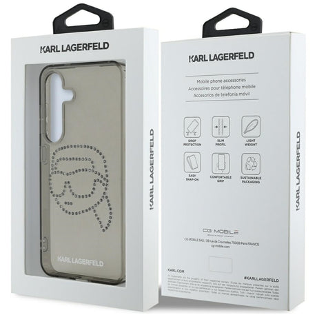 Husa de protectie Karl Lagerfeld IML Rhinestones (KLHCS25SHKHDCELK) compatibil cu Samsung Galaxy S25, Karl Head