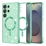 Husa de protectie Techsuit Luxury Glitter MagSafe compatibil cu Samsung Galaxy S25 Ultra, Verde deschis