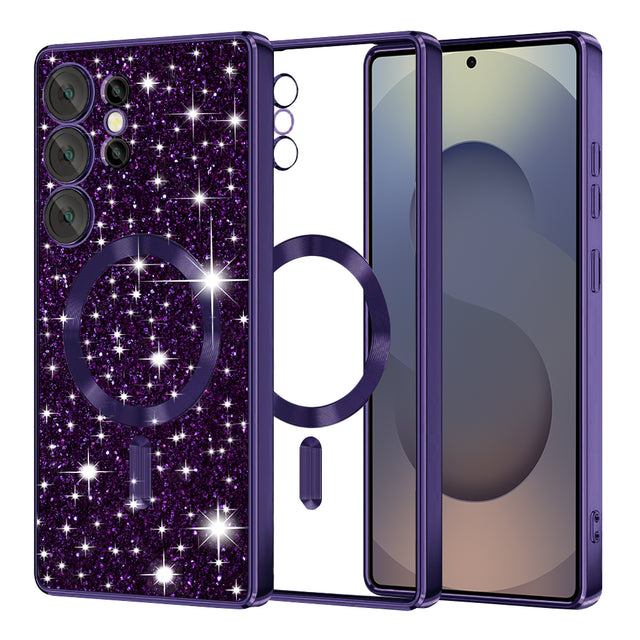 Husa de protectie Techsuit Luxury Glitter MagSafe compatibil cu Samsung Galaxy S25 Ultra, Mov Inchis