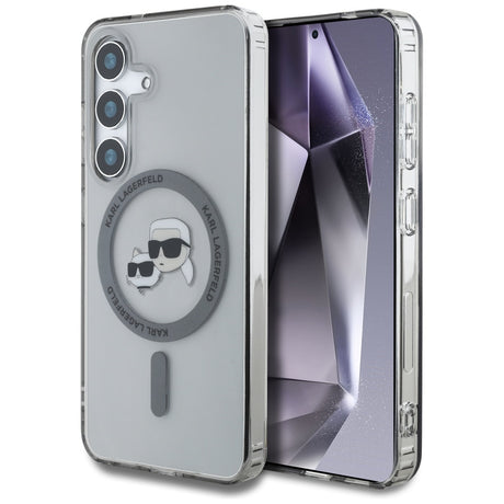 Husa de protectie Karl Lagerfeld IML MagSafe (KLHMS25SHLSKCK) compatibil cu Samsung Galaxy S25, Metal Karl&Choupette Heads