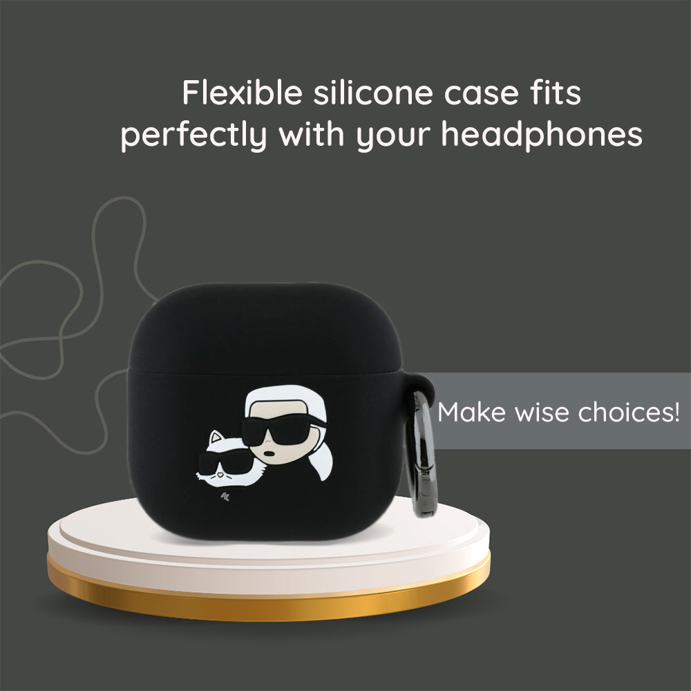 Husa de protectie Karl Lagerfeld Silicone Choupette Head 3D (KLA4RUNCHK) compatibil cu Apple AirPods 4, Negru