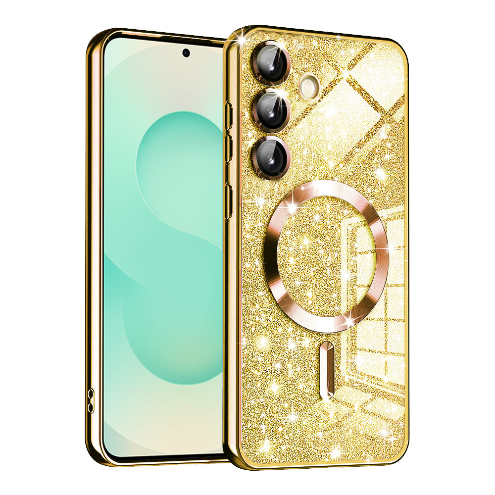 Husa de protectie Techsuit Luxury Glitter MagSafe compatibil cu Samsung Galaxy S25 Plus, Auriu