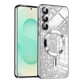 Husă Techsuit Luxury Glitter MagSafe argintiu pentru Samsung Galaxy S25 Plus