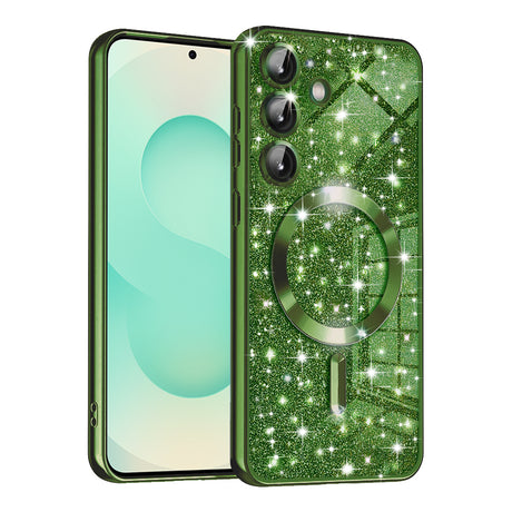 Husa de protectie Techsuit Luxury Glitter MagSafe compatibil cu Samsung Galaxy S25 Plus, Deep Green