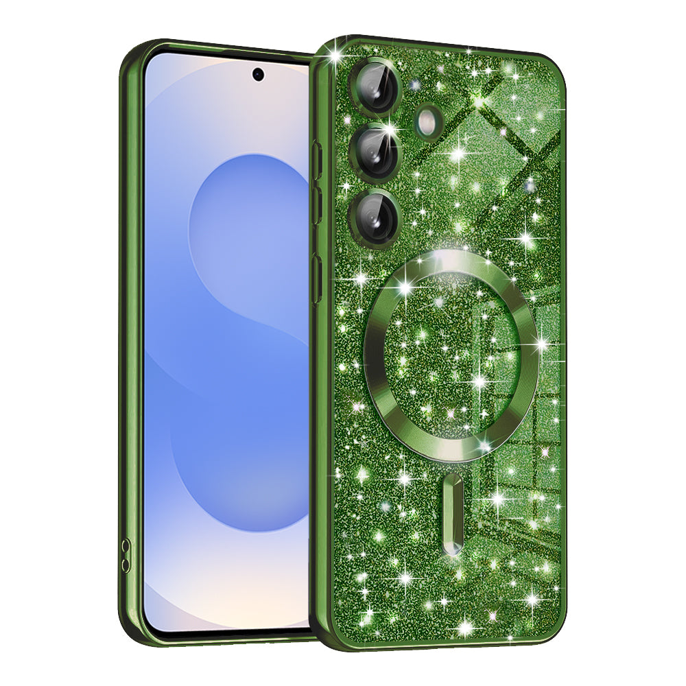 Husa de protectie Techsuit Luxury Glitter MagSafe compatibil cu Samsung Galaxy S25, Verde