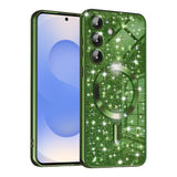 Husa de protectie Techsuit Luxury Glitter MagSafe compatibil cu Samsung Galaxy S25, Verde