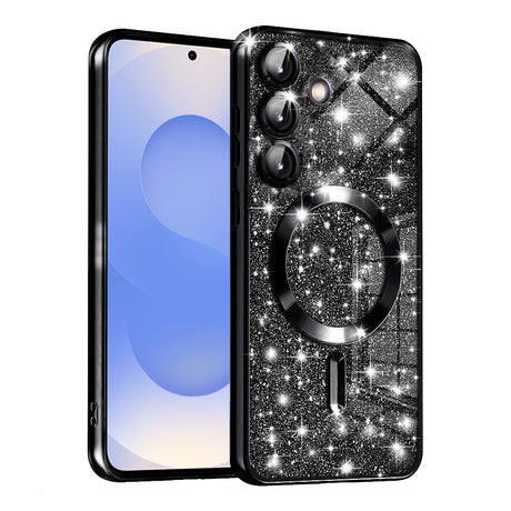 Husa de protectie Techsuit Luxury Glitter MagSafe compatibil cu Samsung Galaxy S25, Negru