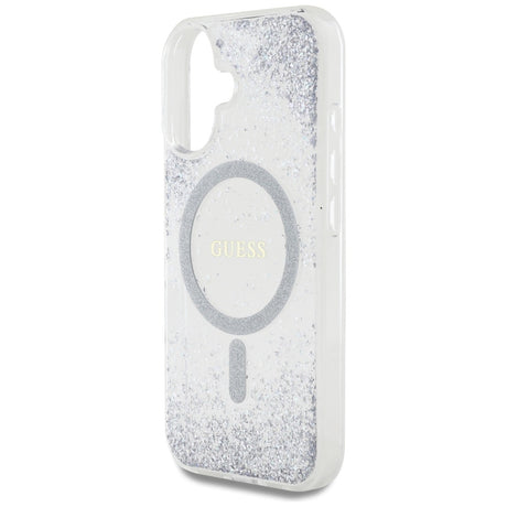 Husa de protectie Guess Hardcase Resin Gradient Glitter MagSafe (GUHMP16SRGRGES) compatibil cu iPhone 16, Argintiu