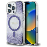 Husa de protectie Guess Resin Bottom Glitter MagSafe (GUHMP16LRGRGEU) compatibil cu iPhone 16 Pro, Mov