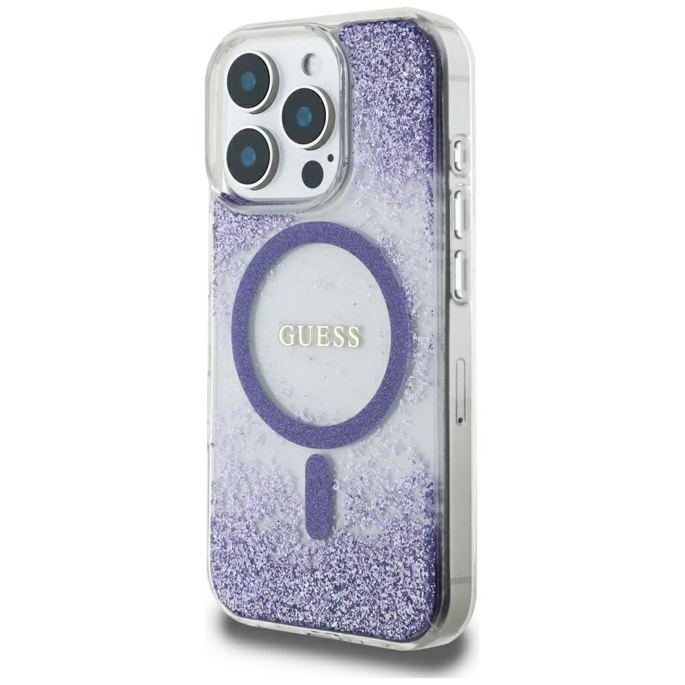 Husa de protectie Guess Resin Bottom Glitter MagSafe (GUHMP16LRGRGEU) compatibil cu iPhone 16 Pro, Mov
