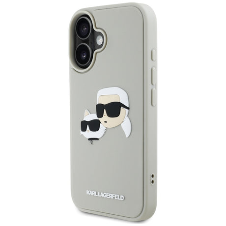Husa de protectie Karl Lagerfeld 3D Design (KLHCP16SRBCKCHLE) compatibil cu iPhone 16, Bej Rubber Karl&Choupette