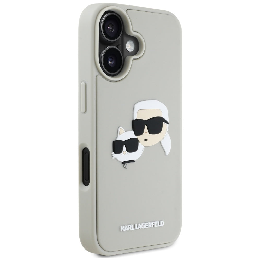 Husa de protectie Karl Lagerfeld 3D Design (KLHCP16SRBCKCHLE) compatibil cu iPhone 16, Bej Rubber Karl&Choupette