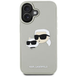 Husa de protectie Karl Lagerfeld 3D Design (KLHCP16SRBCKCHLE) compatibil cu iPhone 16, Bej Rubber Karl&Choupette