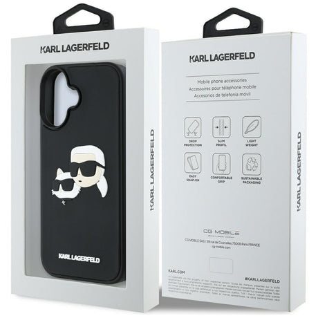 Husă Karl Lagerfeld 3D Design neagră pentru iPhone 16