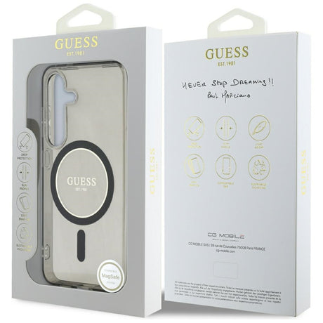 Husa de protectie Guess IML Glitter Circle MagSafe (GUHMS25SHFGEREK) compatibil cu Samsung Galaxy S25, Negru