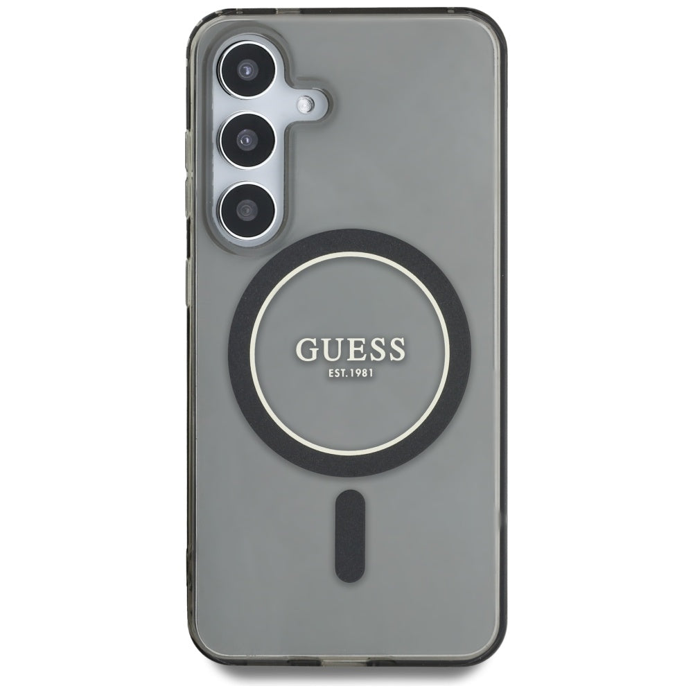 Husa de protectie Guess IML Glitter Circle MagSafe (GUHMS25SHFGEREK) compatibil cu Samsung Galaxy S25, Negru