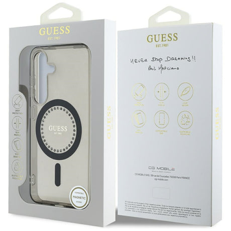 Husa de protectie Guess IML Rhinestones MagSafe (GUHMS25SPFTDTEK) compatibil cu Samsung Galaxy S25, Negru