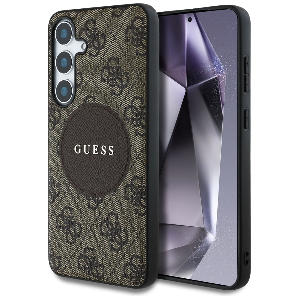 Husa de protectie Guess 4G Circle Classic Logo MagSafe (GUHMS25MP4PGRSGW) compatibil cu Samsung Galaxy S25 Plus, Maro