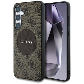 Husa de protectie Guess 4G Circle Classic Logo MagSafe (GUHMS25MP4PGRSGW) compatibil cu Samsung Galaxy S25 Plus, Maro