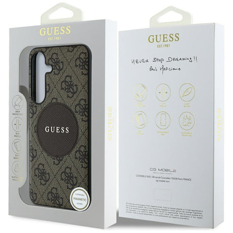 Husa de protectie Guess 4G Circle Classic Logo MagSafe (GUHMS25SP4PGRSGW) compatibil cu Samsung Galaxy S25, Maro