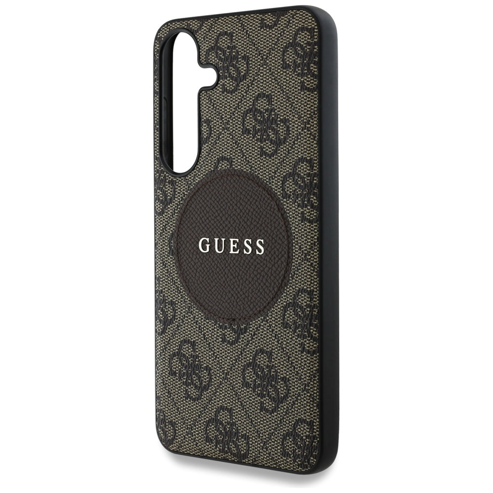 Husa de protectie Guess 4G Circle Classic Logo MagSafe (GUHMS25SP4PGRSGW) compatibil cu Samsung Galaxy S25, Maro