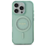 Guess Husa de protectie Guess IML Rhinestones MagSafe (GUHMP16XPFTDTEN) compatibil cu iPhone 16 Pro Max, Verde – imagine