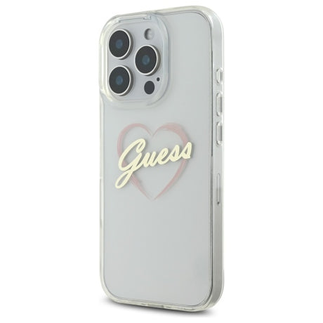 Husa de protectie Guess Hardcase IML Heart (GUHCP16XHCHGSPT) compatibil cu iPhone 16 Pro Max, Transparent