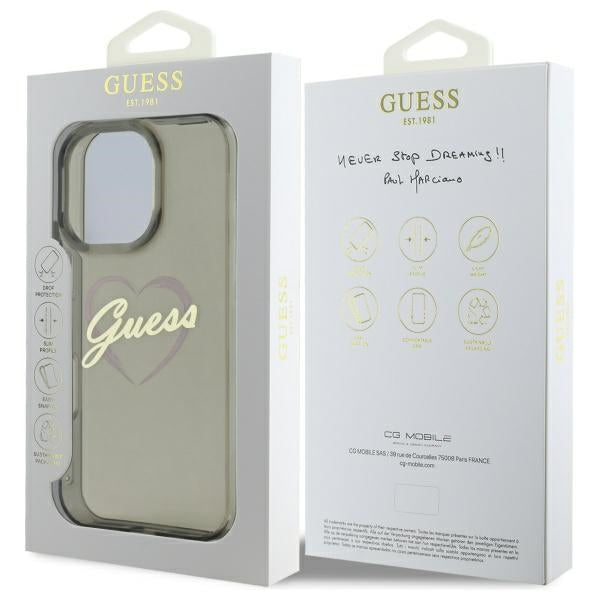 Husa de protectie Guess Hardcase IML Heart (GUHCP16LHCHGSPK) compatibil cu iPhone 16 Pro, Negru